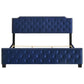 Agapi Queen Size Bed Button Tufted Nailhead Trim Blue Fabric Upholstery By Casagear Home BM302197