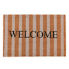 Oy 24 x 36 Coir Welcome Doormat, Hand Screen Print, Brown and Ivory Stripes By Casagear Home