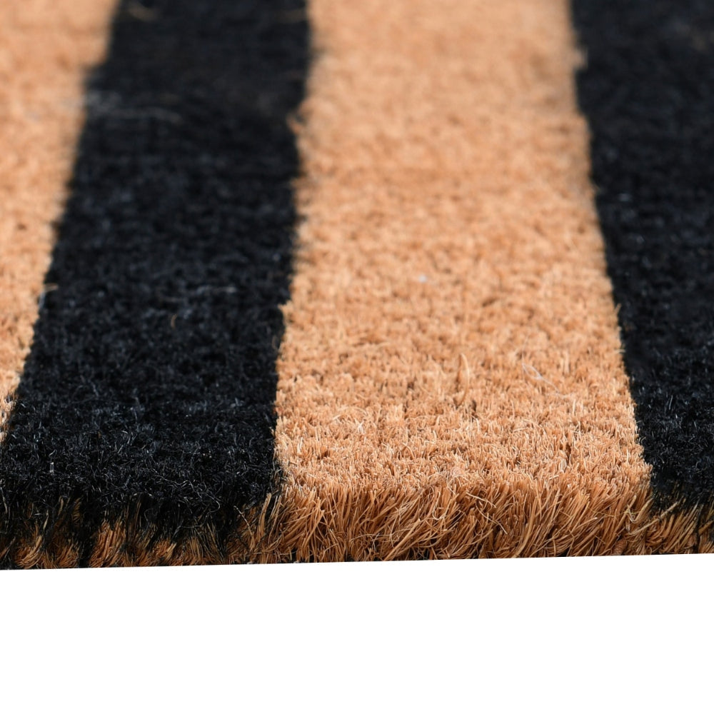 Oy 24 x 57 Coir Doormat with Brown and Black Striped Pattern PVC Backing By Casagear Home BM302355