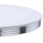 Loy 42 Inch Round Dining Table Glossy White Wood Top Ribbed Chrome Apron By Casagear Home BM302428