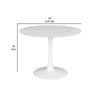 Loxi 40 Inch Round Dining Table White Faux Marble Top Tulip Accent Body By Casagear Home BM302429