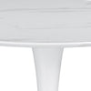 Loxi 30 Inch Round Dining Table White Faux Marble Top Tulip Accent Body By Casagear Home BM302430