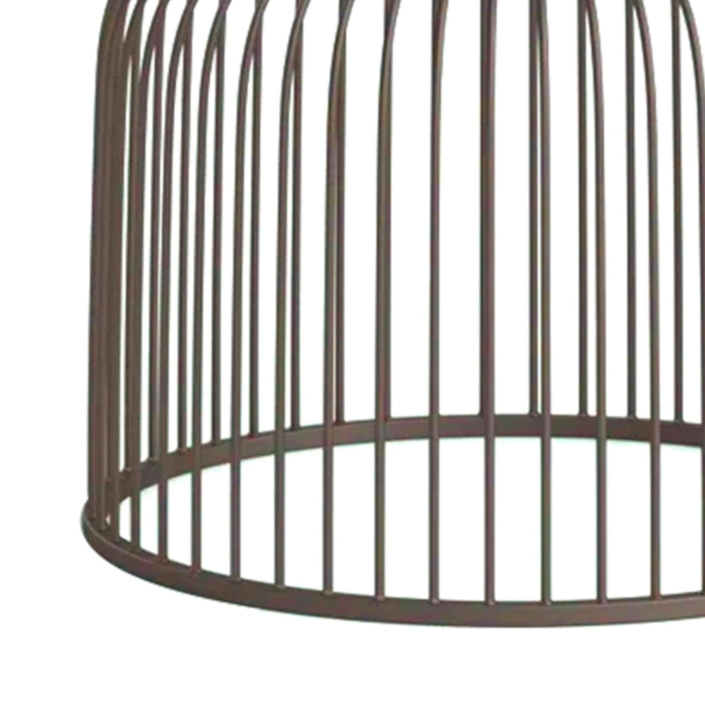 30 Inch Cage Style Dining Table Base Hollow Cylinder Base Gray Metal By Casagear Home BM302434