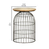 21 Inch Round Accent Table with Bird Cage Style Base Beige Marble Black By Casagear Home BM302466