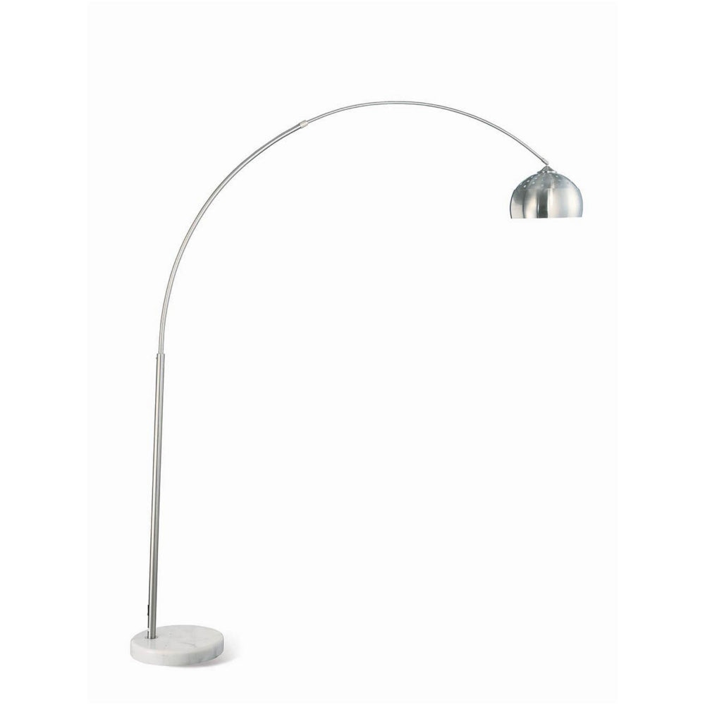 85 Inch Floor Lamp with Arched Body, Binary Switch, Marble Base, Silver By Casagear Home