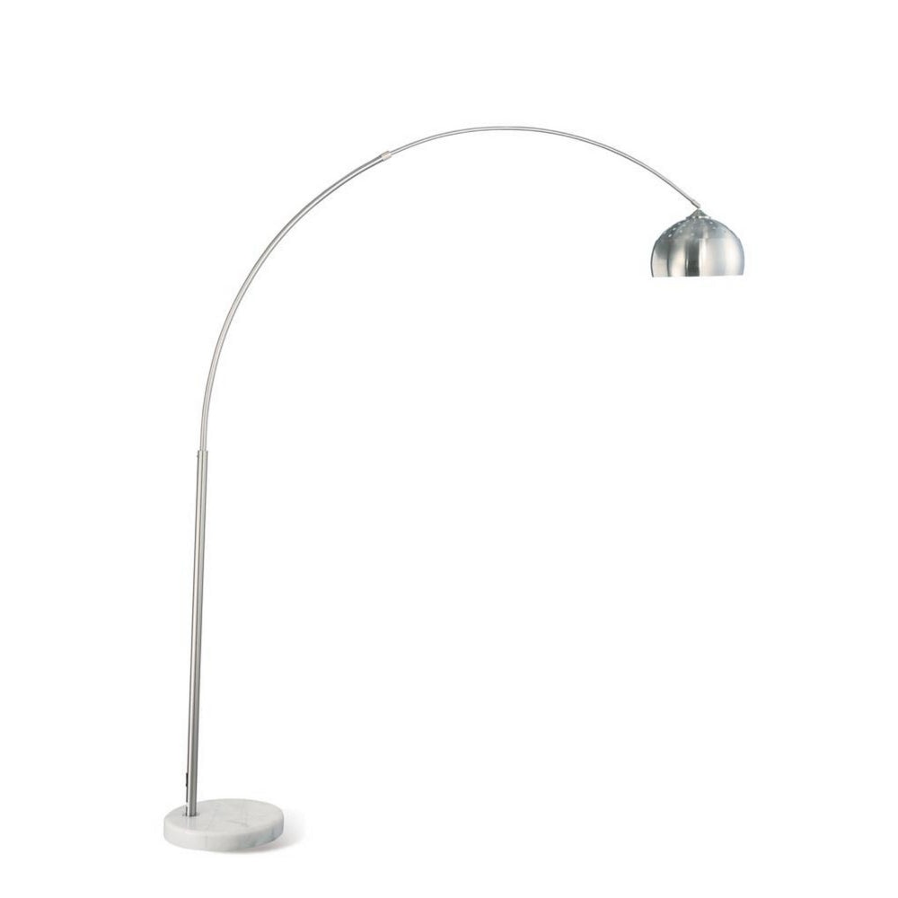 85 Inch Floor Lamp with Arched Body Binary Switch Marble Base Silver By Casagear Home BM302471