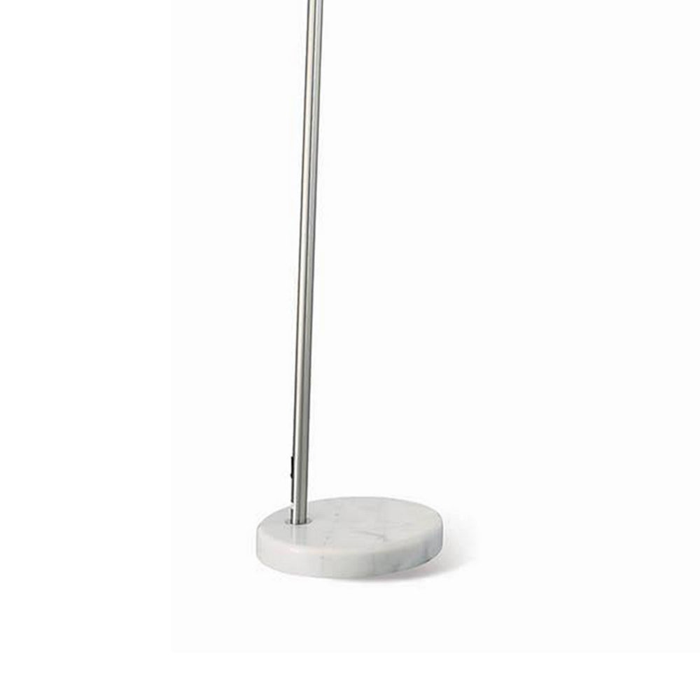 85 Inch Floor Lamp with Arched Body Binary Switch Marble Base Silver By Casagear Home BM302471