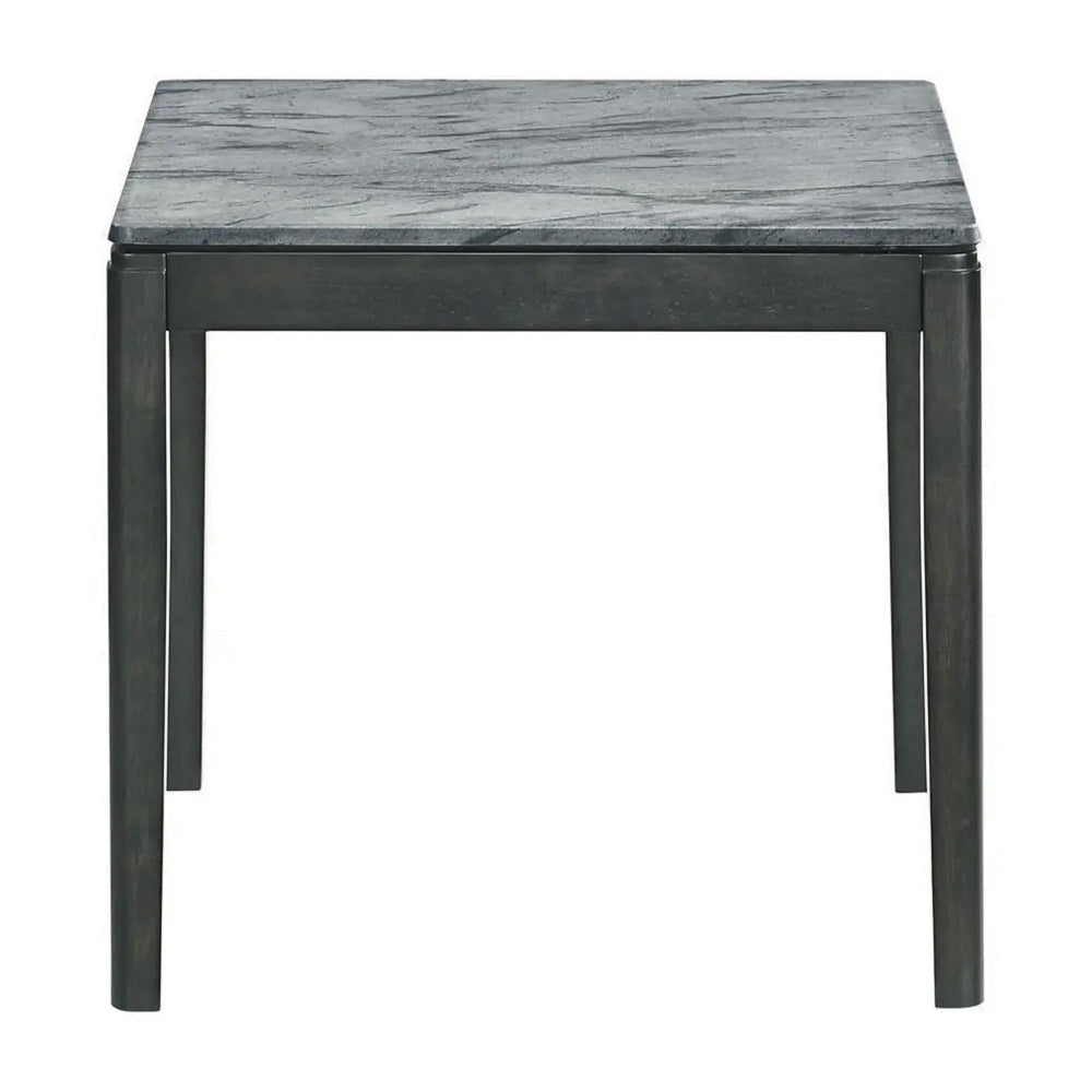 Kyo 24 Inch End Table Gray Faux Marble Top Sandy Texturing Black Legs By Casagear Home BM302513