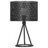 19 Inch Table Lamp, Metal Mesh Drum Shade, Tripod Style Base, Matte Black By Casagear Home