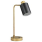 18 Inch Metal Table Lamp Matte Black Cylindrical Shade Antique Brass Base By Casagear Home BM302522