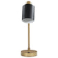 18 Inch Metal Table Lamp Matte Black Cylindrical Shade Antique Brass Base By Casagear Home BM302522