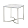 24 Inch End Table Faux Marble Rectangular Top Cantilever Steel Base By Casagear Home BM302527