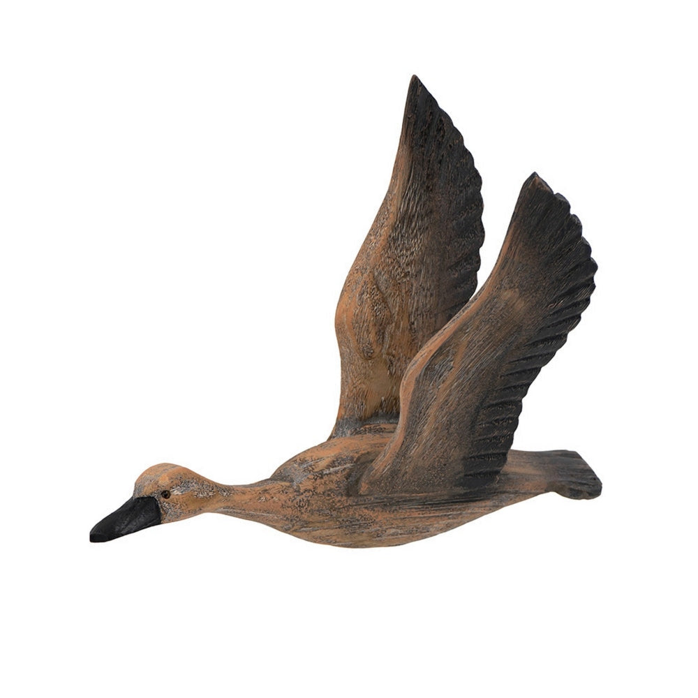 Set of 3 Flying Geese Wall Decorations Pine Wood Rustic Weathered Brown By Casagear Home BM302563