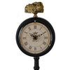 16 Inch Decorative Table Clock Pedestal Stand Black Metal Stone Accent By Casagear Home BM302583