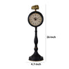 16 Inch Decorative Table Clock Pedestal Stand Black Metal Stone Accent By Casagear Home BM302583