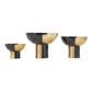 Set of 3 Round Bowls Black and Gold Aluminum Finish Sturdy Metal Stand By Casagear Home BM302584