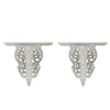 14 Inch Set of 2 Wall Decorations Shelves Antique White Carved Design By Casagear Home BM302600