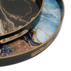 Set of 2 Round Decorative Trays Tall Rims Faux Marble Blue Gold By Casagear Home BM302609