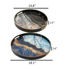 Set of 2 Round Decorative Trays Tall Rims Faux Marble Blue Gold By Casagear Home BM302609