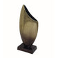 15 Inch Decorative Vase Aluminum Vertical Ribbing Gold and Jet Black By Casagear Home BM302628