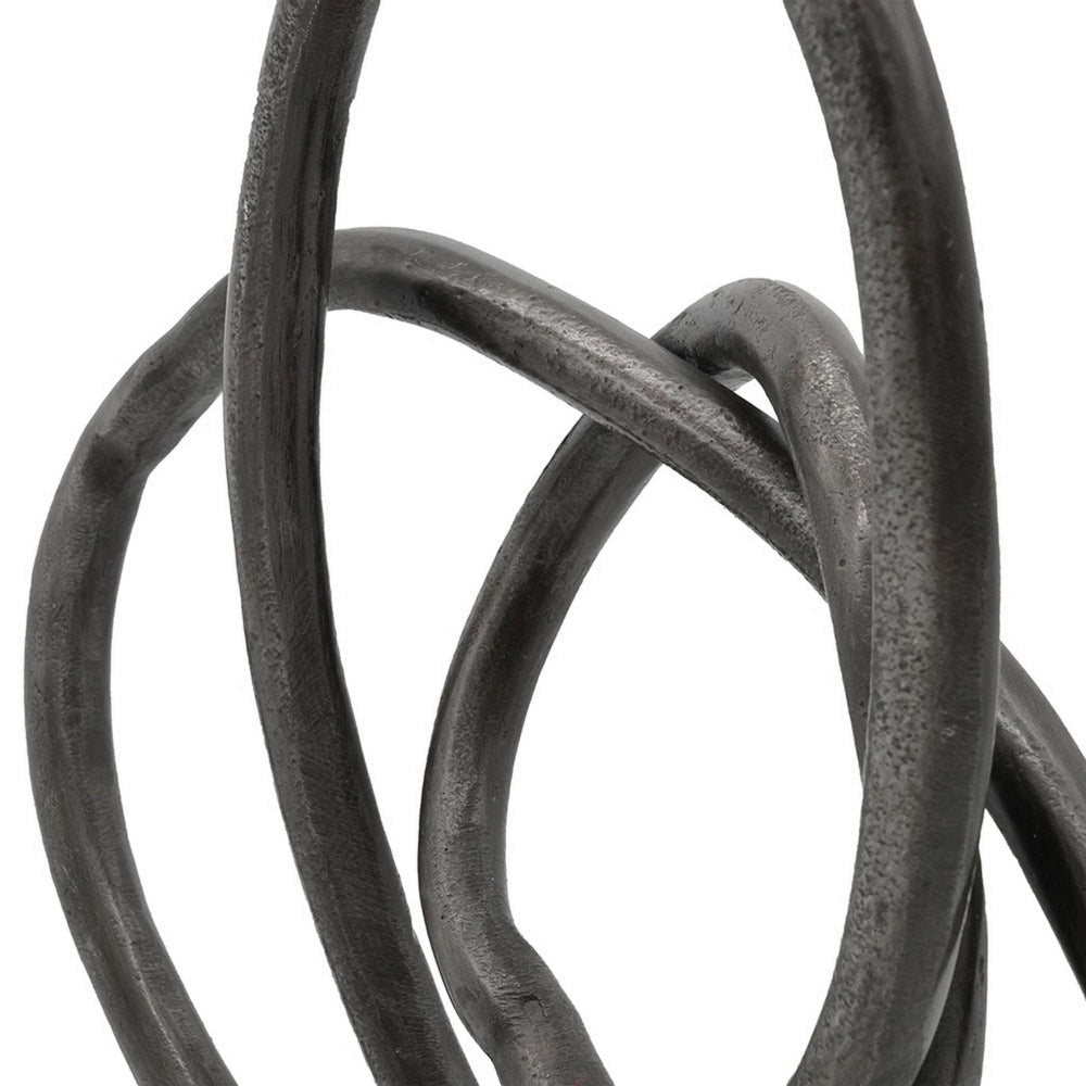 9 Inch Table Sculpture Abstract Loop Design Block Base Black Silver By Casagear Home BM302657