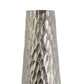 23 Inch Tall Oblong Vase Diamond Textured Tapered Aluminum Silver By Casagear Home BM302673