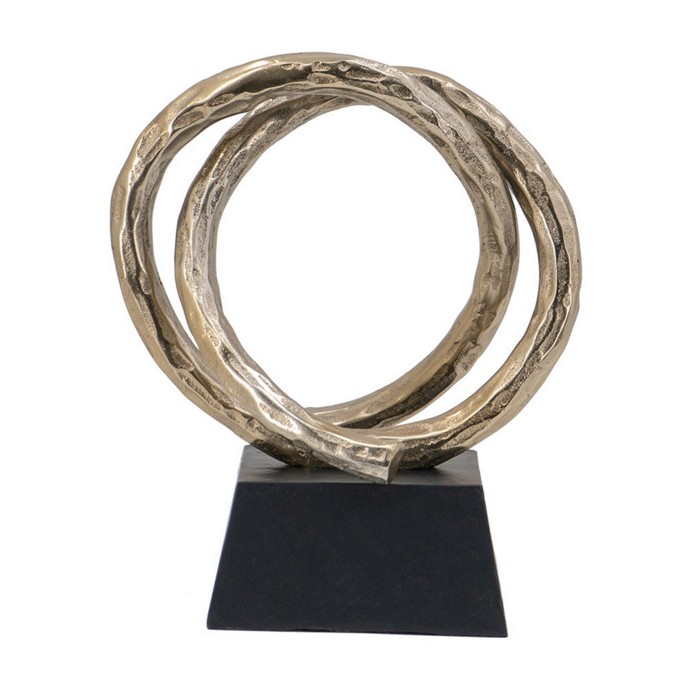 10 Inch Modern Table Sculpture Bright Gold Aluminum Intertwined Ring Loop By Casagear Home BM302689