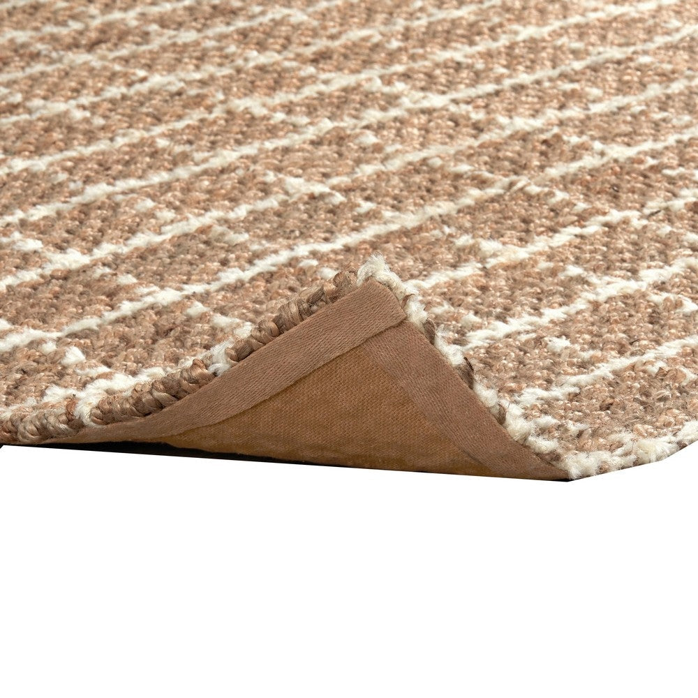 Obi 8 x 8 Square Handwoven Area Rug Ivory Checkered Patterns Brown Jute By Casagear Home BM303023