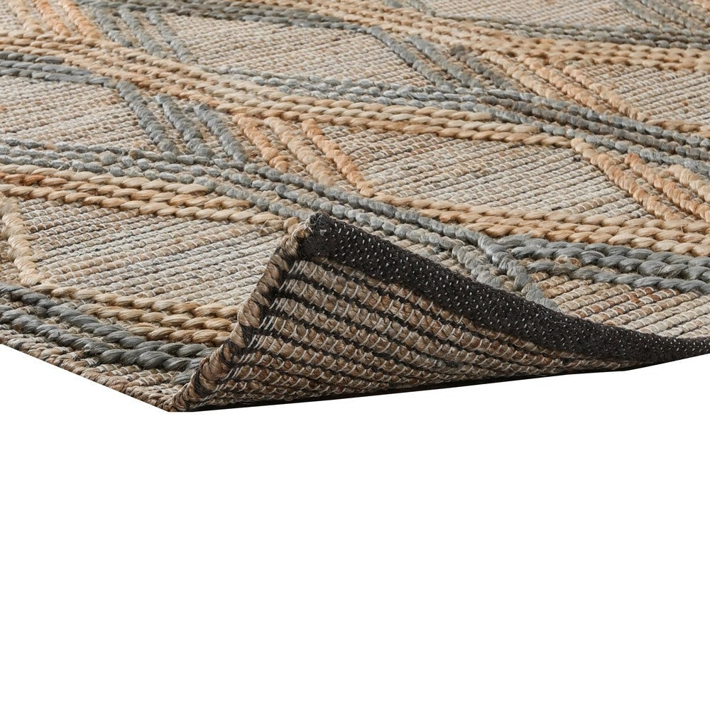 Mako 6 x 9 Medium Large Area Rug Handwoven Jute Geometric Brown Slate By Casagear Home BM303024