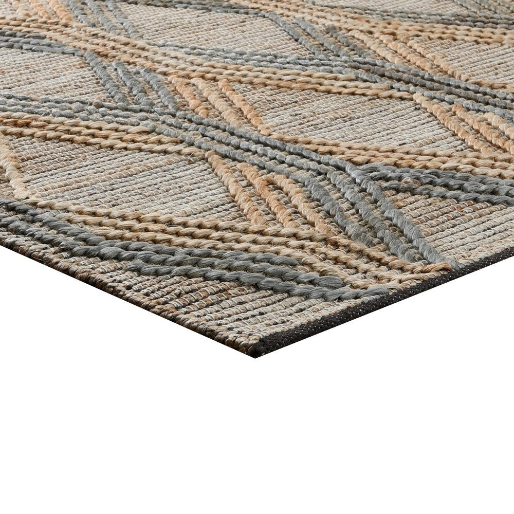 Mako 6 x 9 Medium Large Area Rug Handwoven Jute Geometric Brown Slate By Casagear Home BM303024