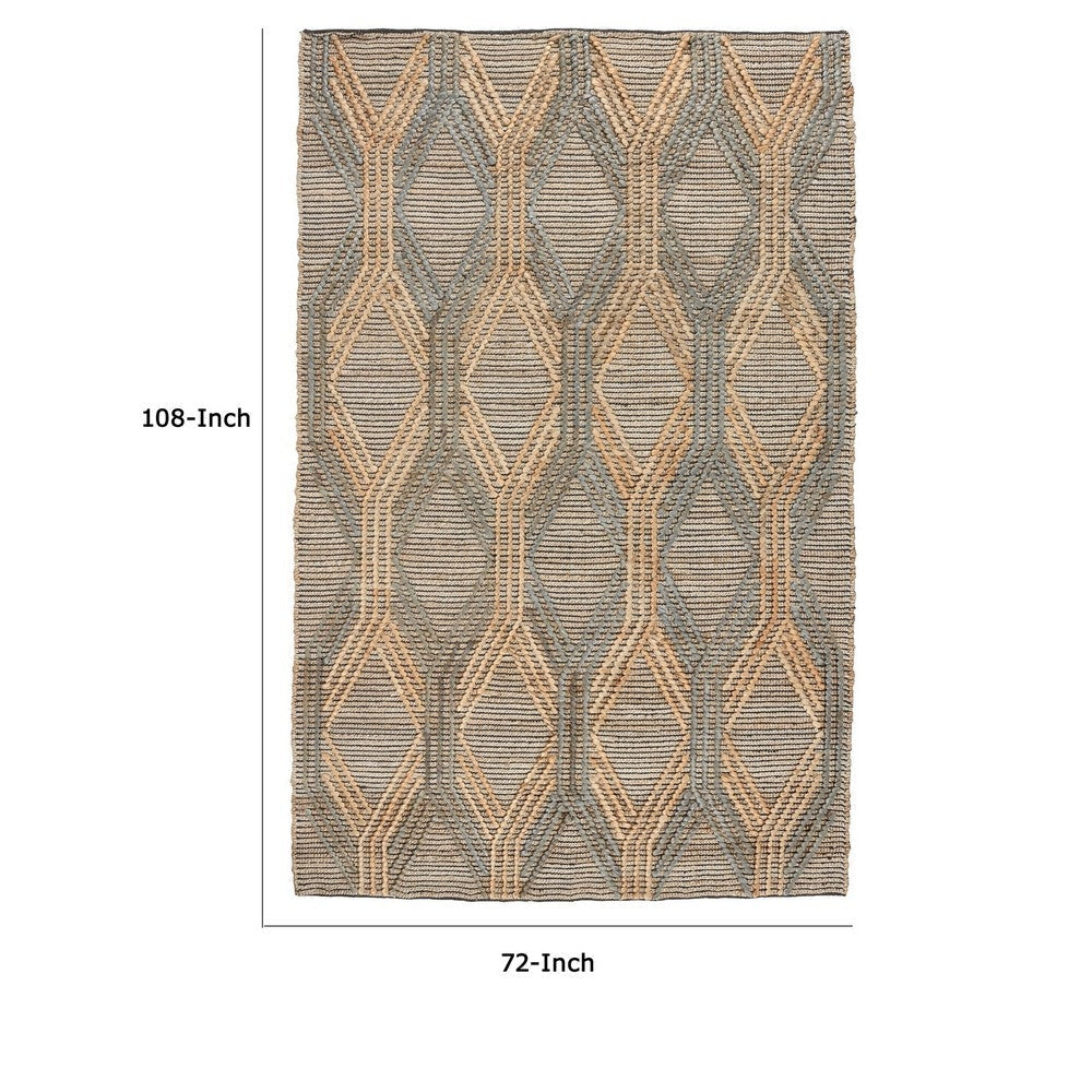 Mako 6 x 9 Medium Large Area Rug Handwoven Jute Geometric Brown Slate By Casagear Home BM303024