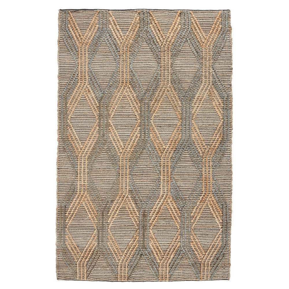 Mako 6 x 9 Medium Large Area Rug, Handwoven Jute, Geometric, Brown, Slate By Casagear Home