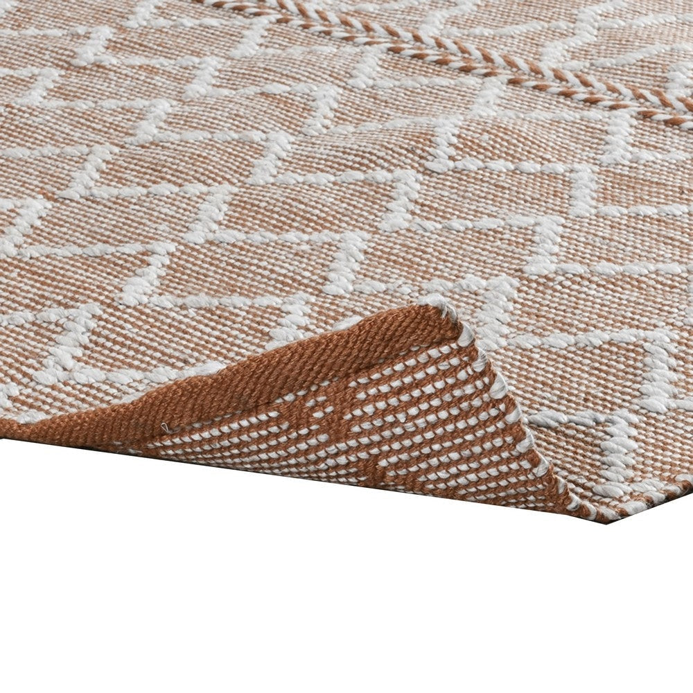 Solk 2 x 3 Small Area Rug Woven Polyester Moroccan Lattice Ivory Brown By Casagear Home BM303035