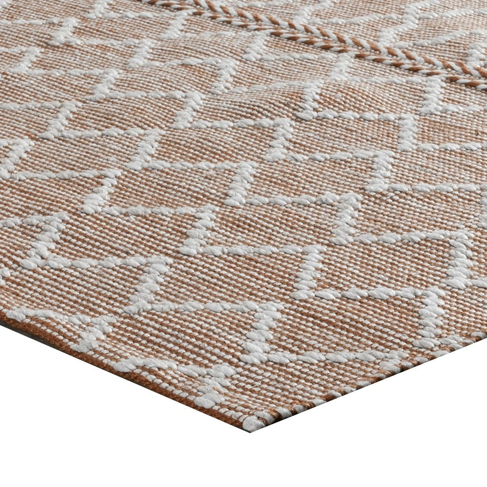 Solk 2 x 3 Small Area Rug Woven Polyester Moroccan Lattice Ivory Brown By Casagear Home BM303035