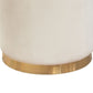 Himo 19 Inch Round Padded Ottoman Gold Metal Base Cream Velvet Upholstery By Casagear Home BM303168