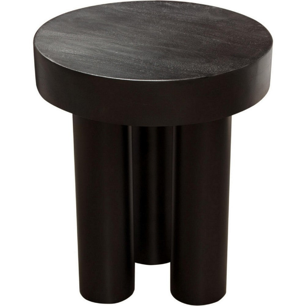 16 Inch Modern End Table Thick Sturdy Surface Tripod Legs Black Wood By Casagear Home BM303181