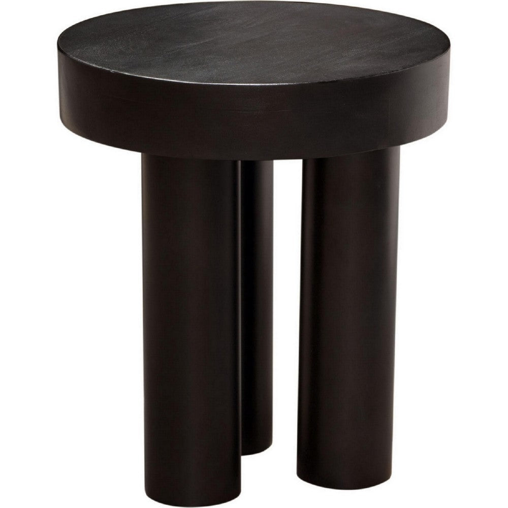 16 Inch Modern End Table Thick Sturdy Surface Tripod Legs Black Wood By Casagear Home BM303181