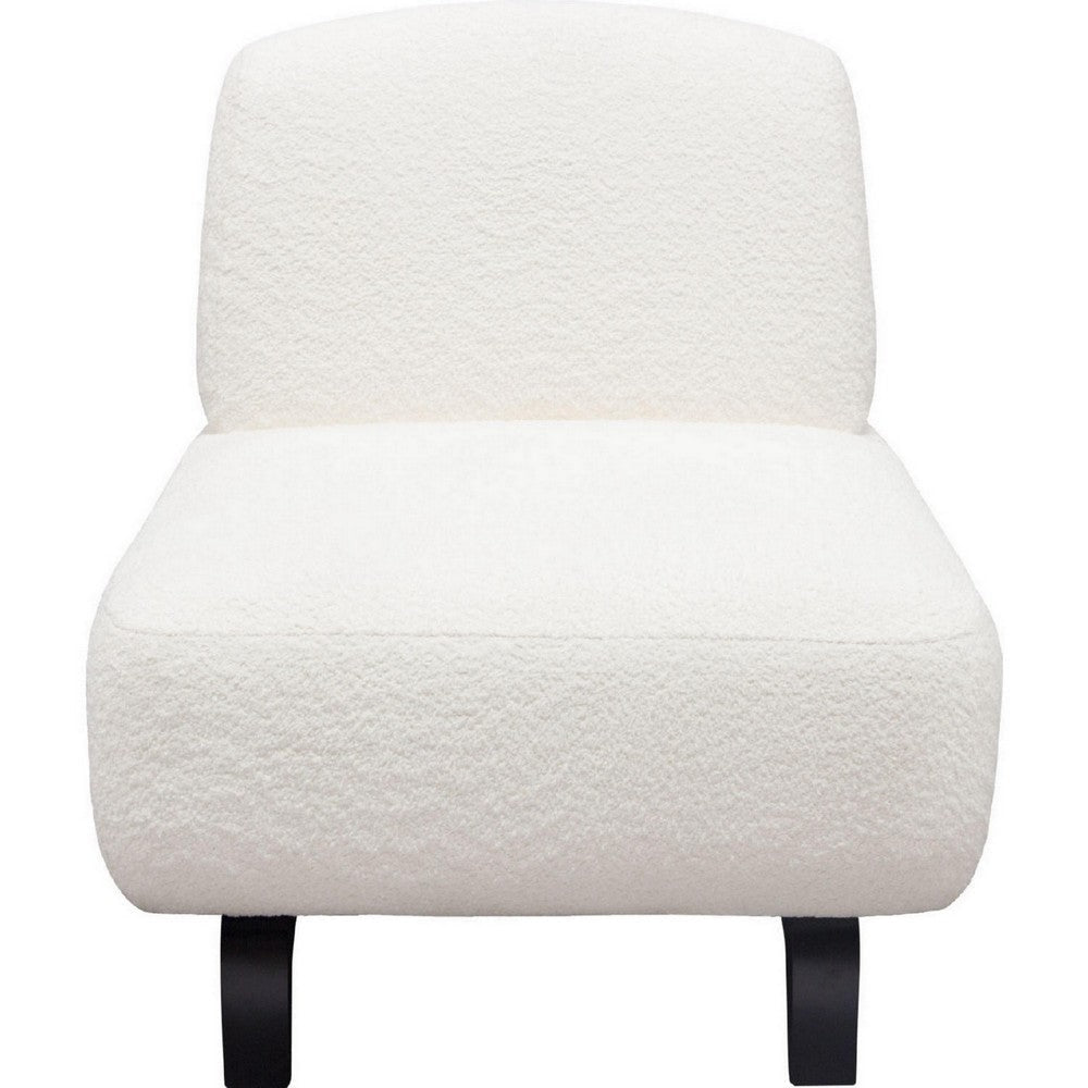 Ikka 30 Inch Padded Armless Chair Crisp White Faux Sheepskin Upholstery By Casagear Home BM303193