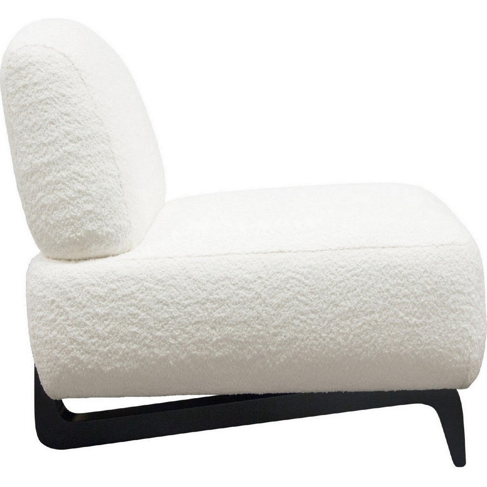 Ikka 30 Inch Padded Armless Chair Crisp White Faux Sheepskin Upholstery By Casagear Home BM303193