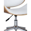 23 Inch Swivel Office Chair Curved Wood Seat and Back White Faux Leather By Casagear Home BM304614