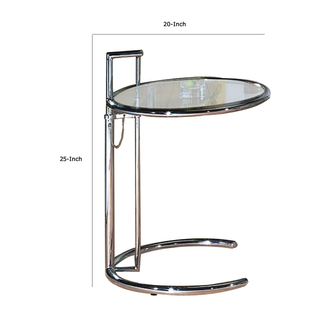 25-35 Inch Adjustable Height Glass Side End Table Cantilever Base Clear By Casagear Home BM304636