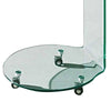 24 Inch Curved Glass End Table Cylindrical Design Caster Wheels Clear By Casagear Home BM304671