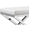 Sumi 18 Inch Stool Padded Seat White Faux Leather Crossed Chrome Legs By Casagear Home BM304677