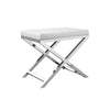 Sumi 18 Inch Stool, Padded Seat, White Faux Leather, Crossed Chrome Legs By Casagear Home