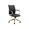 Zoha 27 Inch Adjustable Swivel Office Chair, Black Faux Leather, Gold Base By Casagear Home