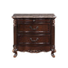 Leon 32 Inch 2 Drawer Nightstand Carved Details Marble Surface Brown By Casagear Home BM304796