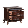 Leon 32 Inch 2 Drawer Nightstand Carved Details Marble Surface Brown By Casagear Home BM304796