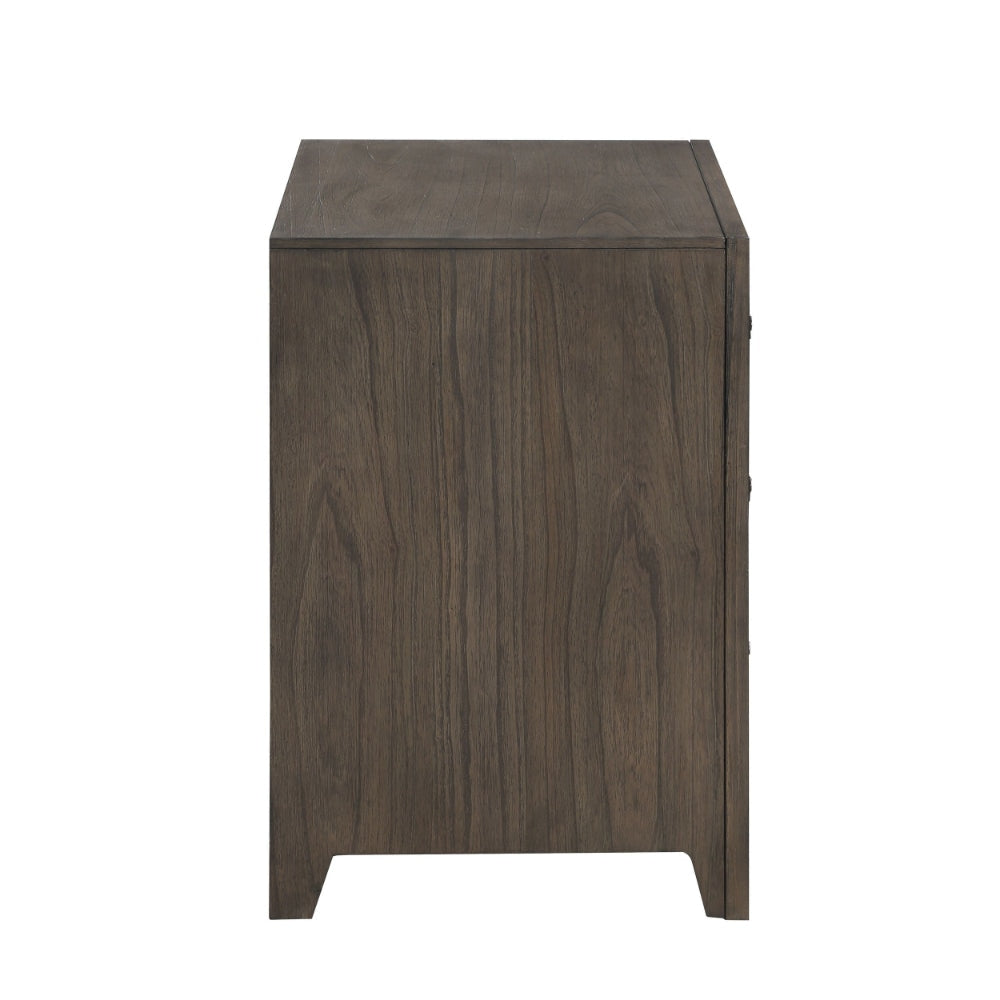 27 Inch Rustic Nightstand 2 Drawers Gray Metal Handles Rich Brown Wood By Casagear Home BM304797