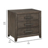 27 Inch Rustic Nightstand 2 Drawers Gray Metal Handles Rich Brown Wood By Casagear Home BM304797