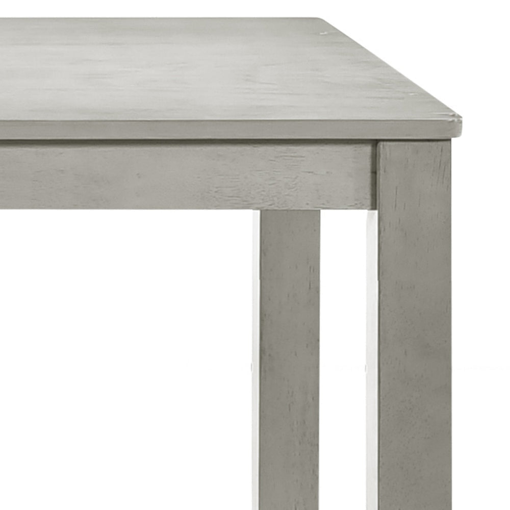 Pane 59 Inch Rectangular Wood Dining Table Smooth Gray Tall Block Legs By Casagear Home BM304804